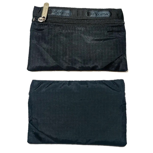 LeSportsac black mesh zip phone/wallet pouch cosmetic bag 4.5 by 7in - Picture 4 of 14